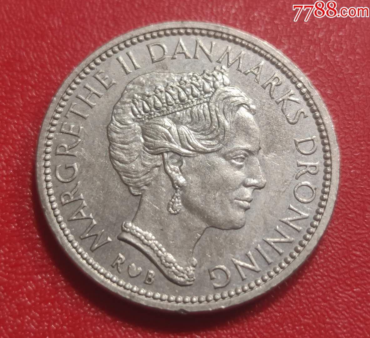 1985年丹麦女王头像10克朗硬币外国钱币收藏真品