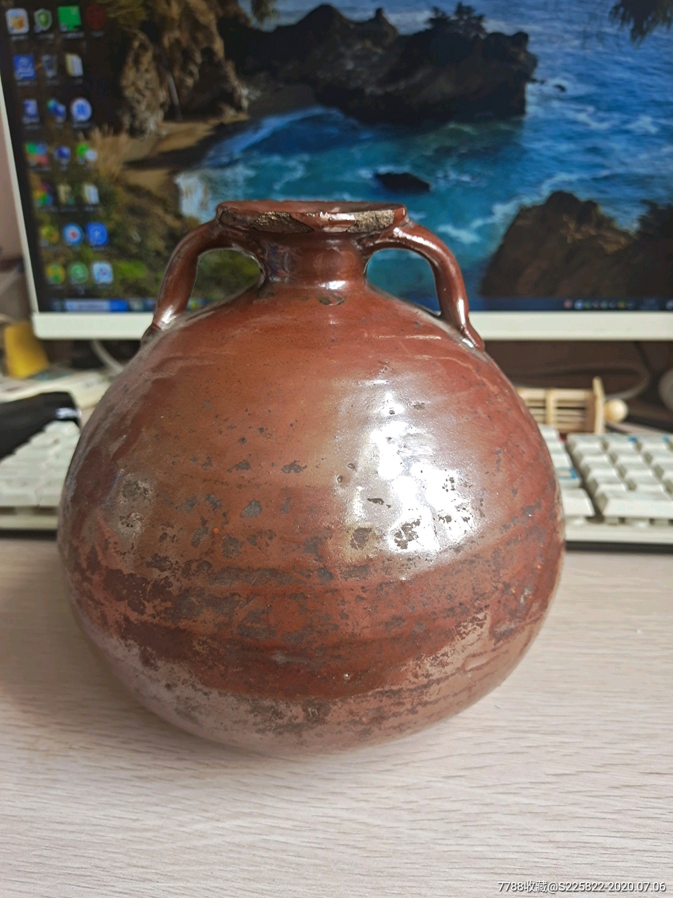 保真包老,明代紫金釉鱼篓尊_酱釉瓷/紫金釉_第2张_7788瓷器