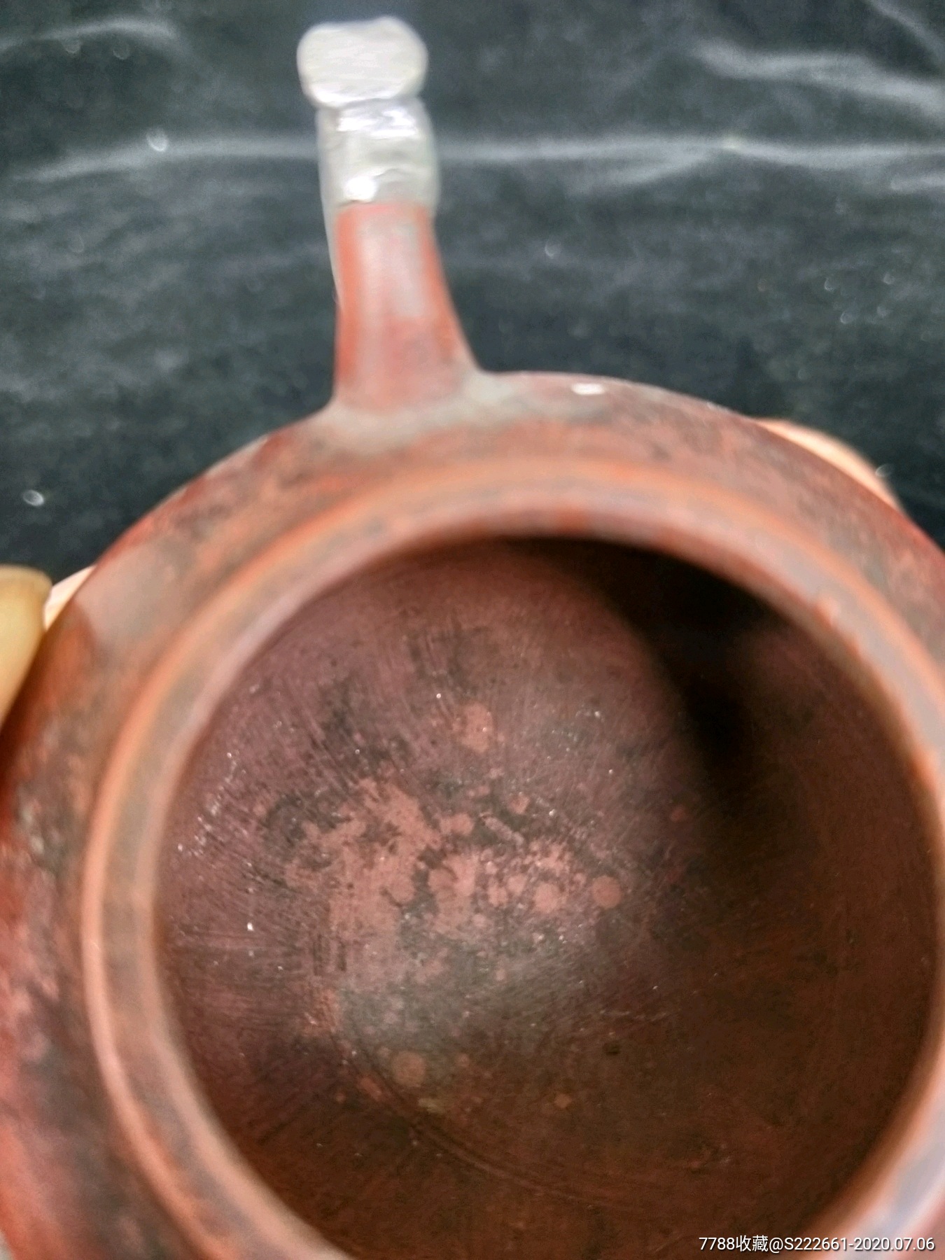 清末民国潮汕孟臣老安顺款,朱泥单孔全手工老茶壶,紫砂壶_第5张_7788