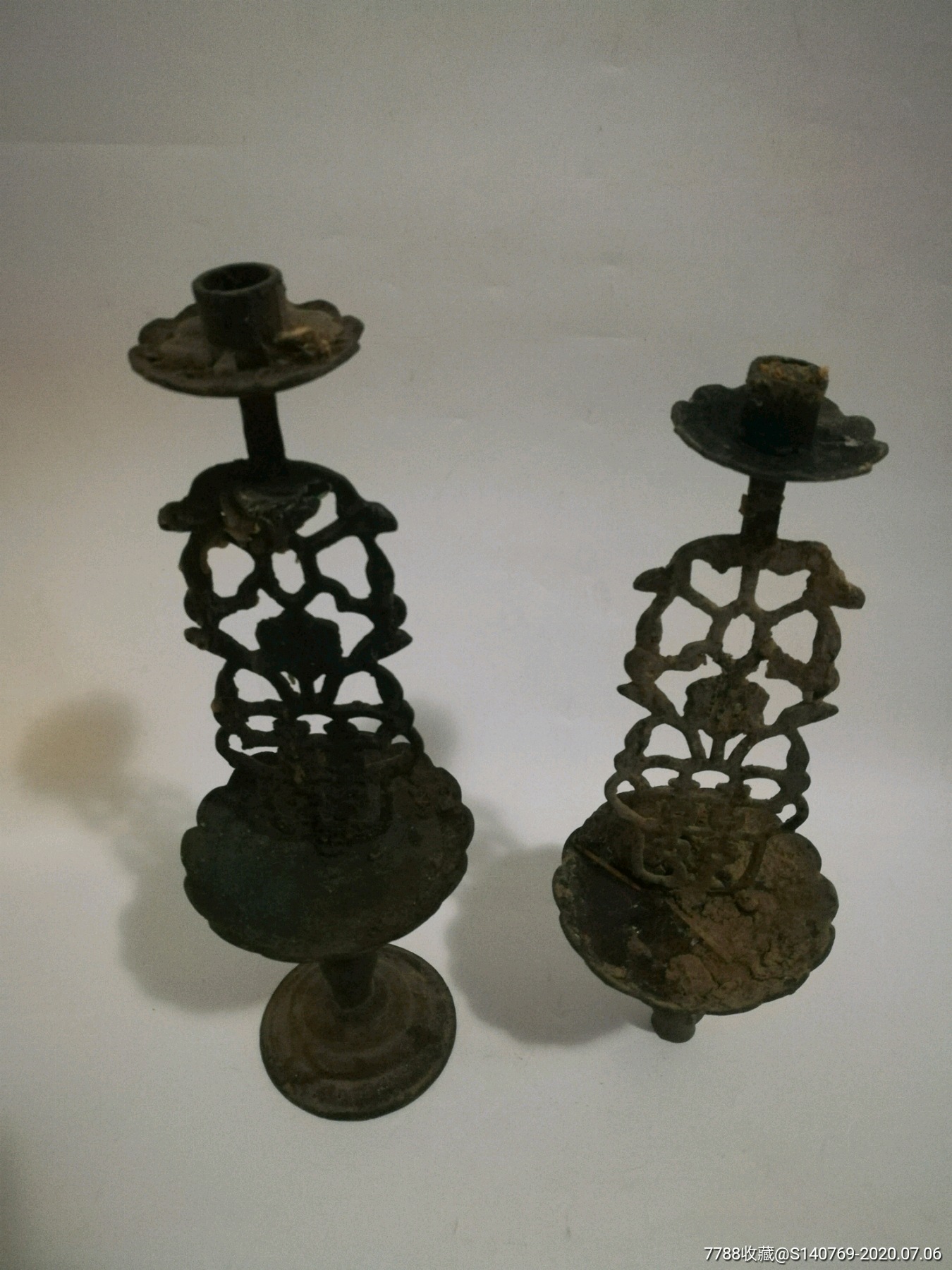 民国铜蜡台一对