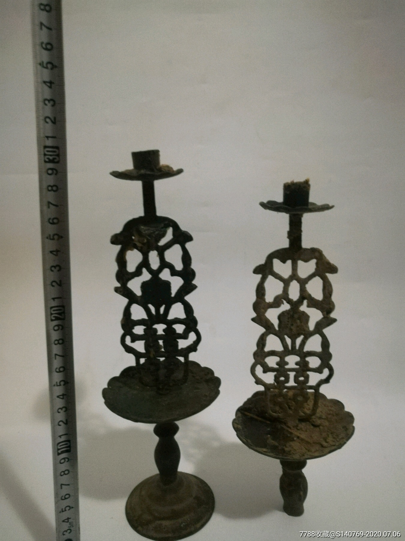 民国铜蜡台一对