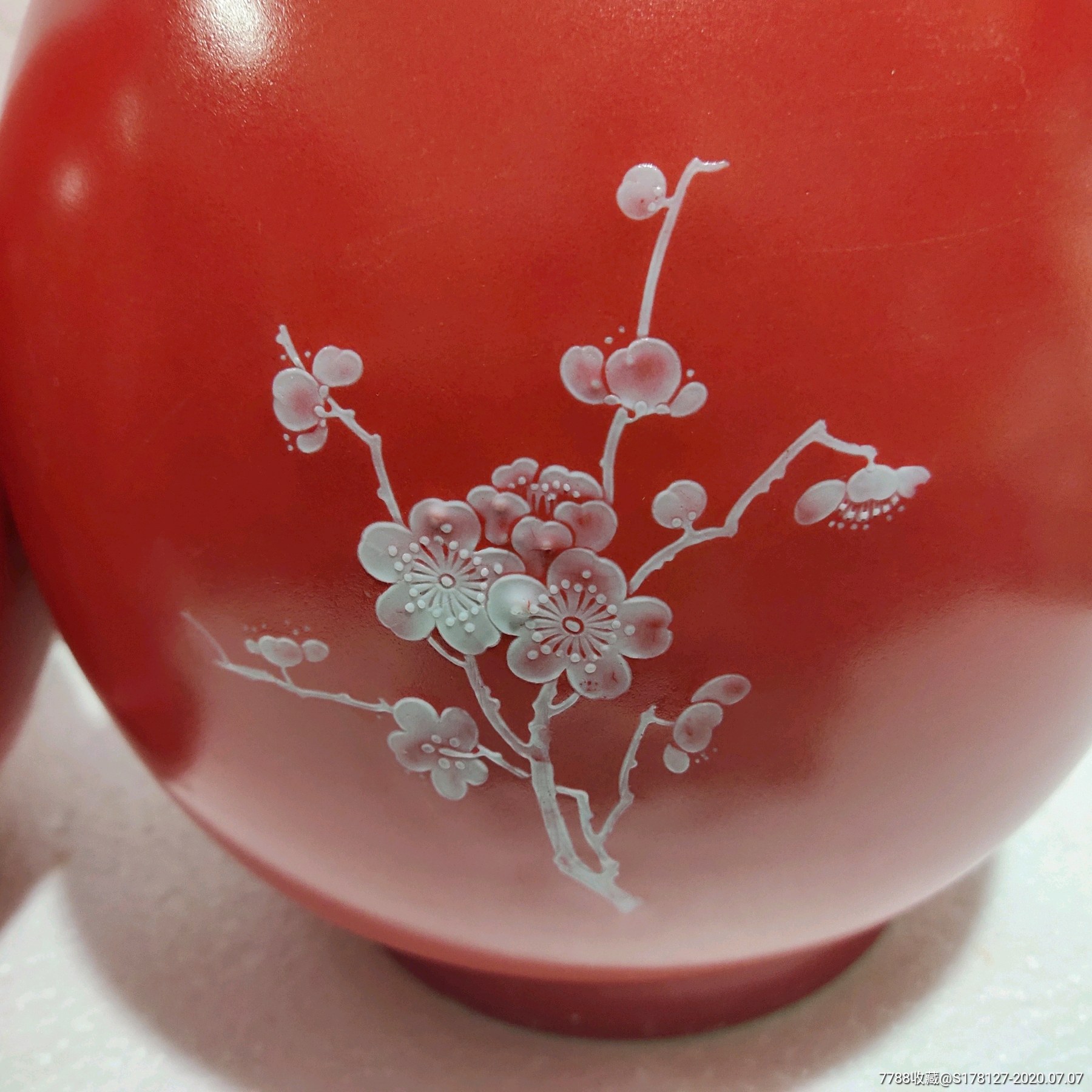 红釉堆白喜上眉梢花瓶一对_第6张_7788陶瓷