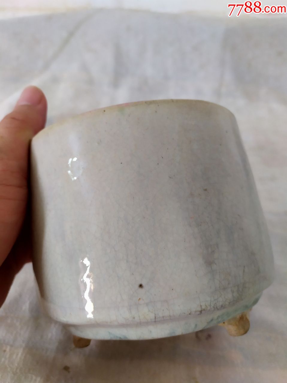 5938全品晚清仿哥釉纹三足大香炉
