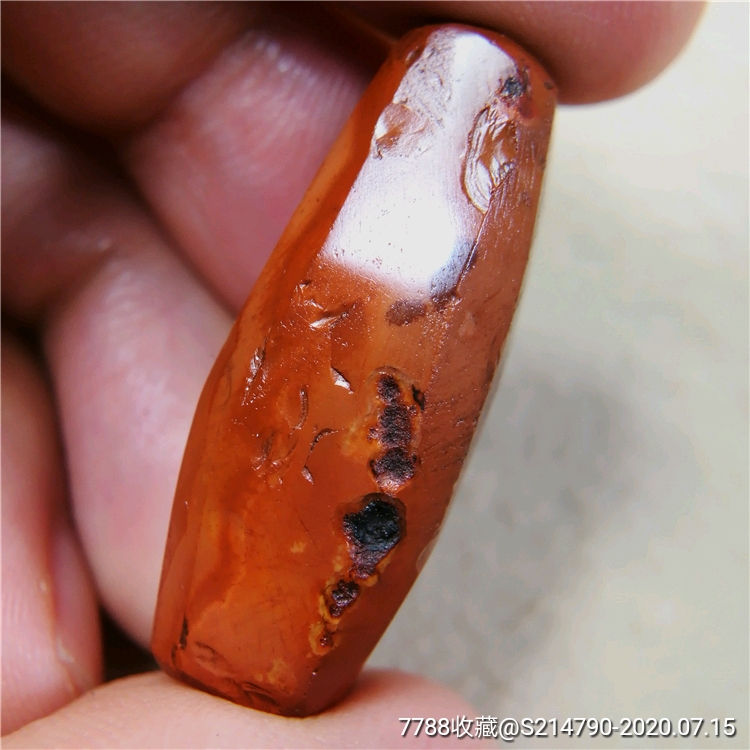 【特惠】藏传千年战汉老红缟玛瑙方珠长33mm,天然原矿玉髓吊坠