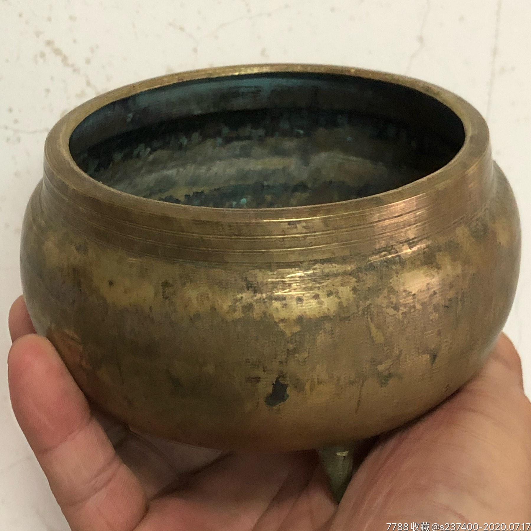 铜香炉民俗土香炉黄铜平口炉中号铜炉品好家用熏香礼佛捐赠保真