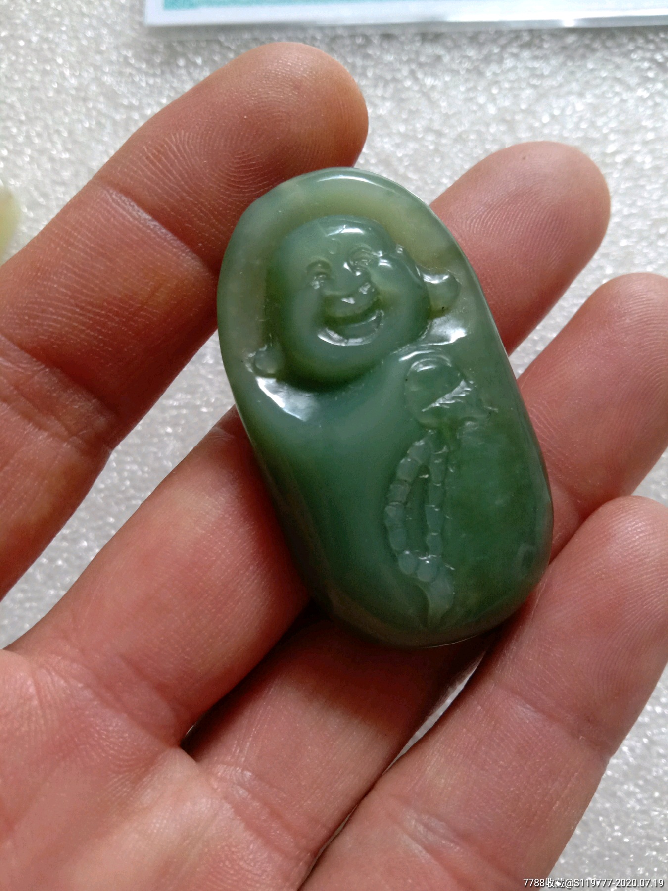 和田玉猫眼碧玉佛公,和田玉,近现代,碧玉,项链/挂件,佛像【绝对可靠】