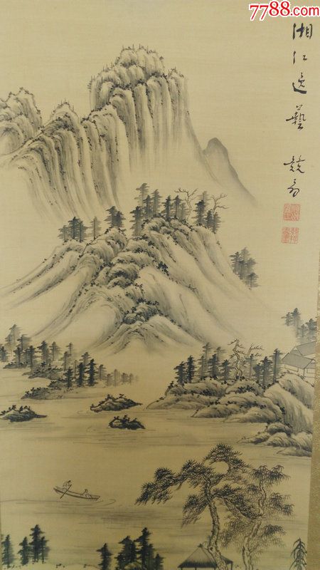 首页 零售 山水国画原作 >> 日本回流字画近代绢本老画中国画传统山水