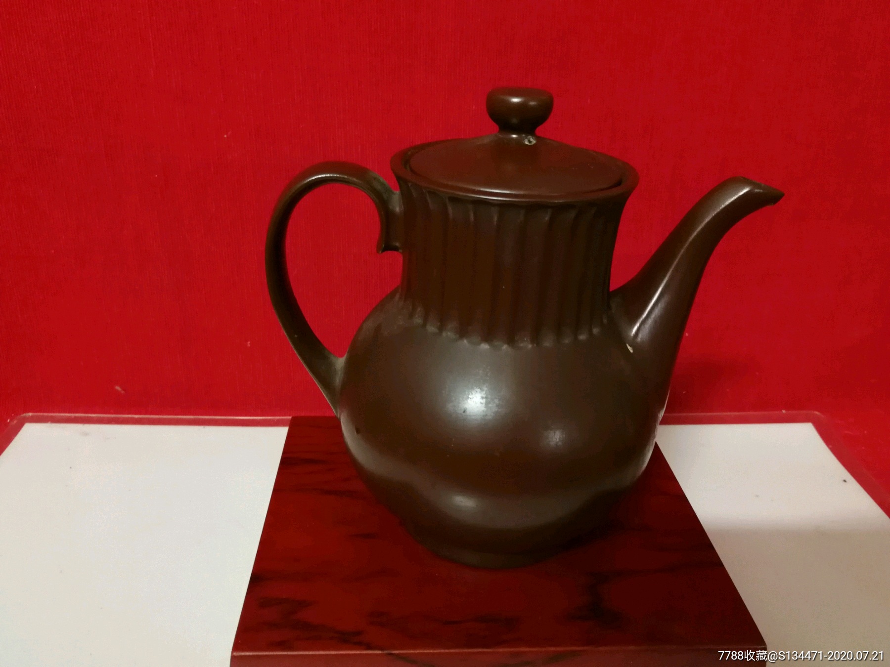 老紫砂壶80年代奎山紫砂挂釉老茶壶咖啡壶