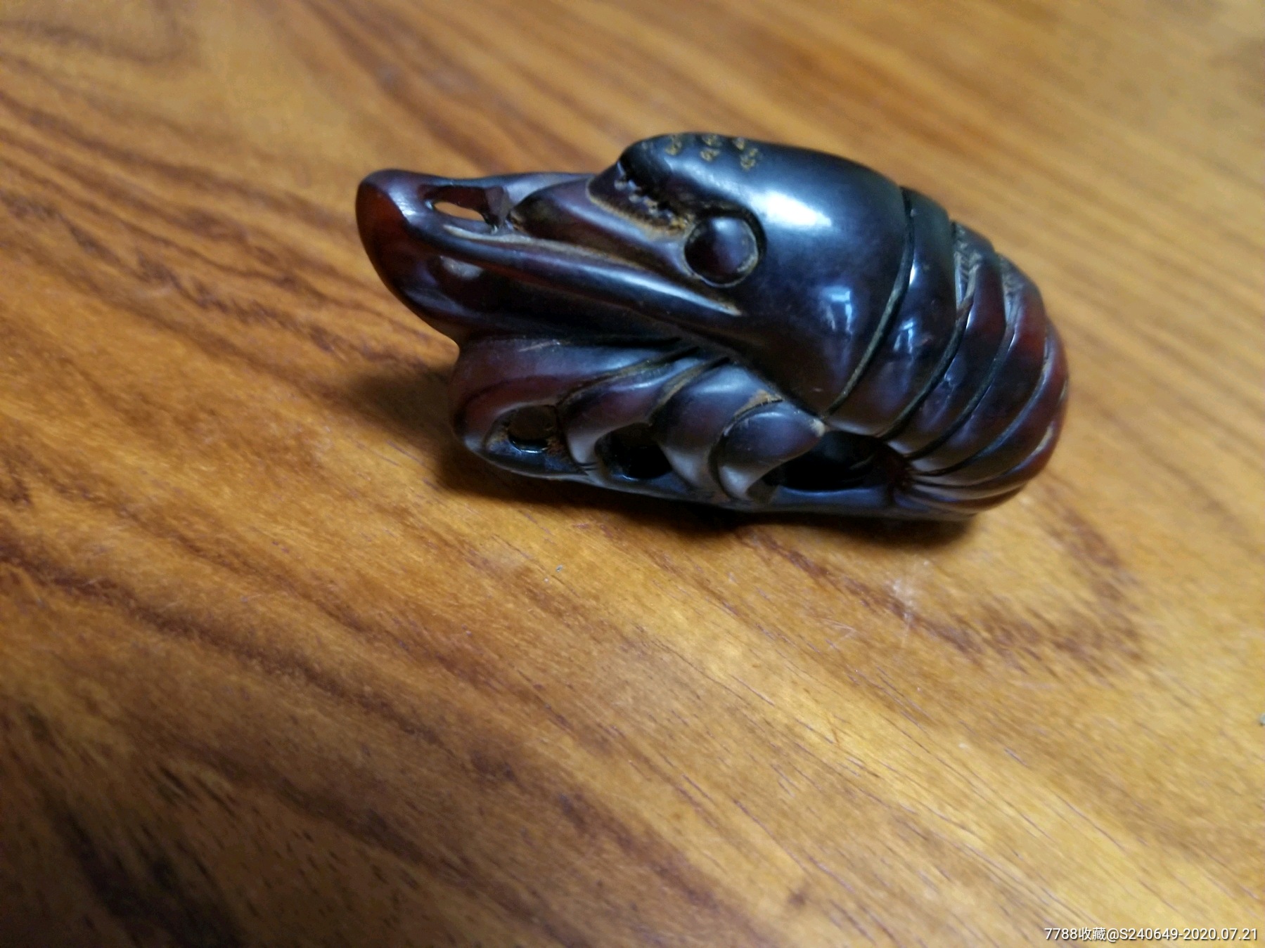 老牛角雕刻虾