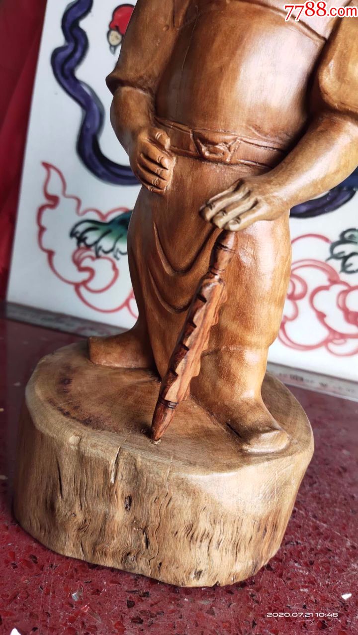 红木,纯手工雕刻人物韦陀,韦驮尊天造像,神像菩萨佛像