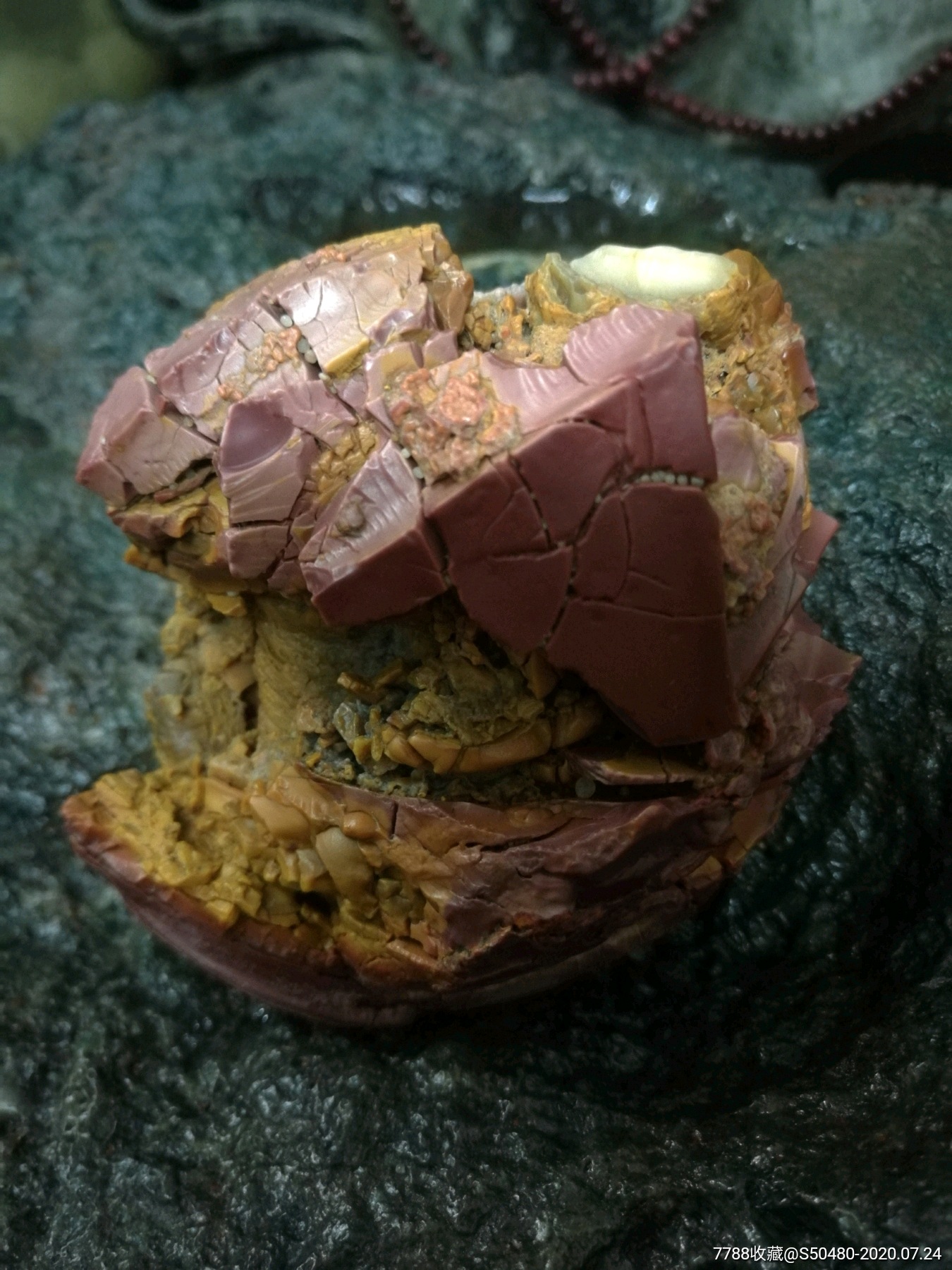 天然奇石内蒙阿拉善彩玉马牙开片俏色老皮戈壁石沙漠漆原石