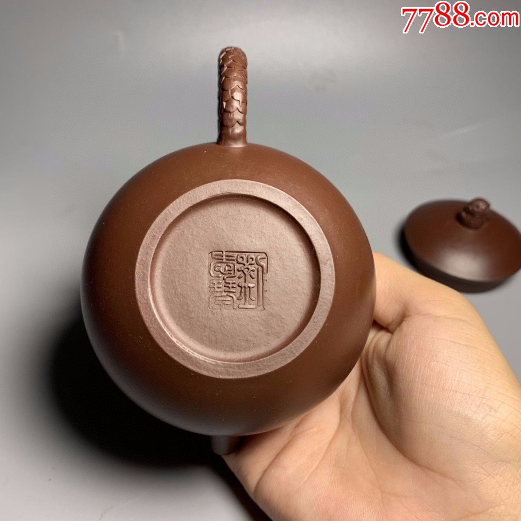 刘南琴制兽盖龙把壶-紫砂壶-7788收藏