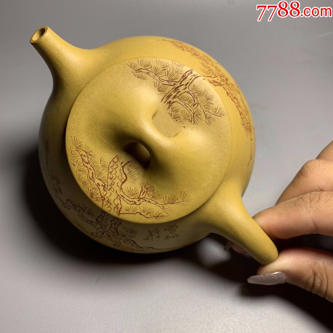 刘南琴制刻绘石瓢壶,紫砂壶_第5张_7788紫砂壶
