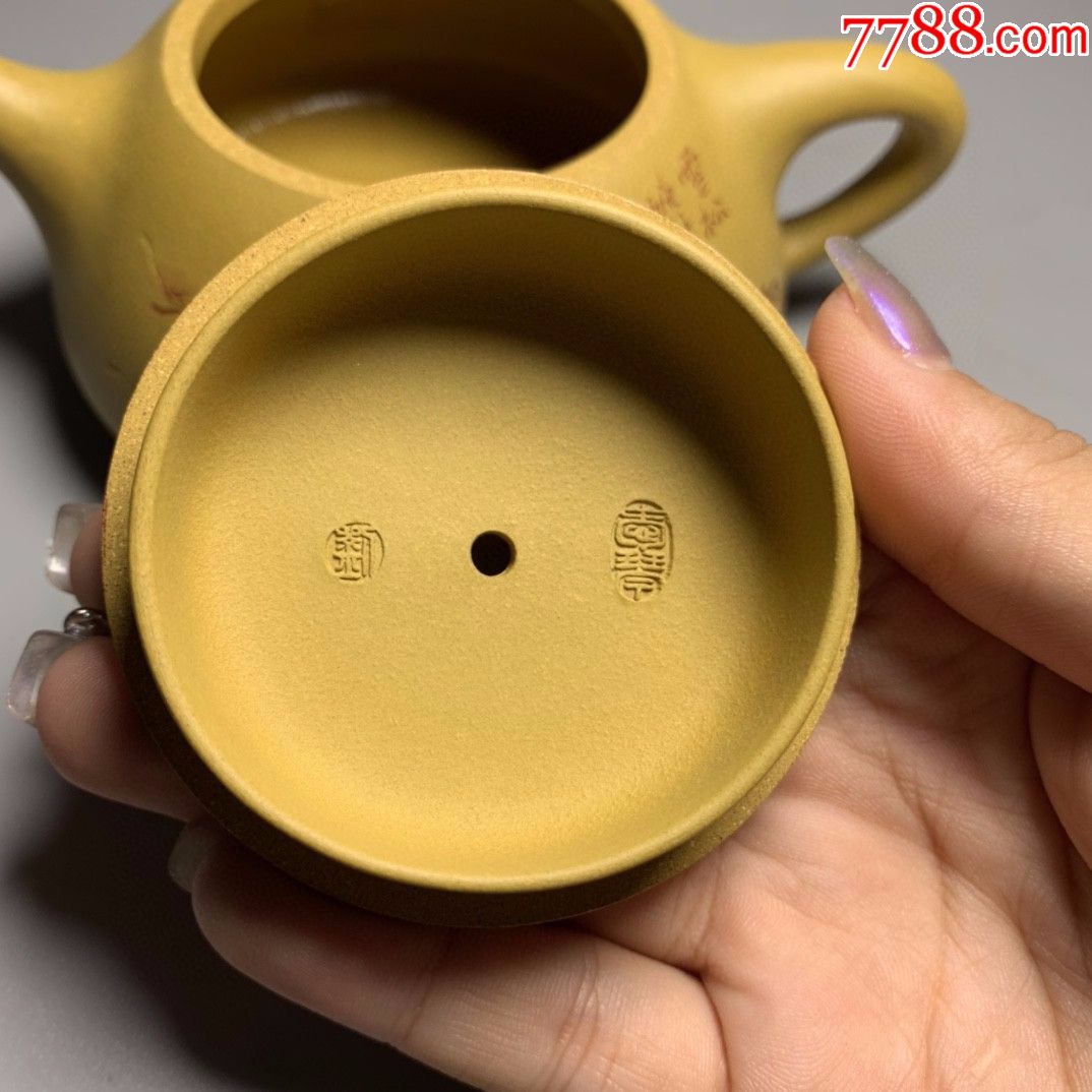 刘南琴制刻绘石瓢壶,紫砂壶_第6张_7788紫砂壶