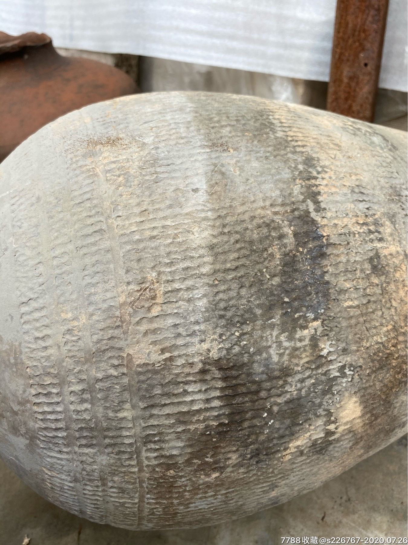 古玩陶器古董汉代灰陶罐-价格:550.