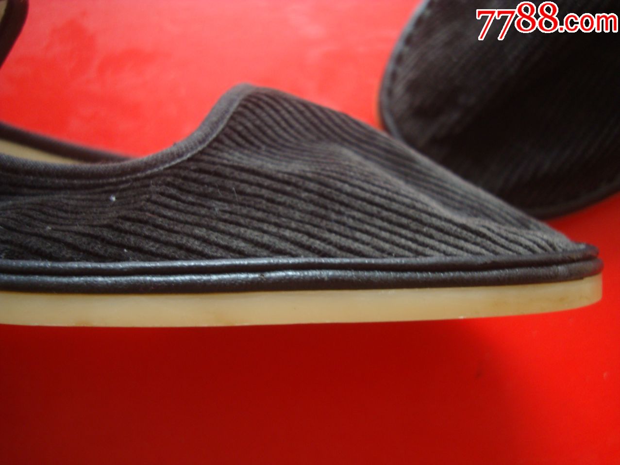女式条绒一袋布鞋(24.5cm)――北京【山羊牌】白塑料底布鞋