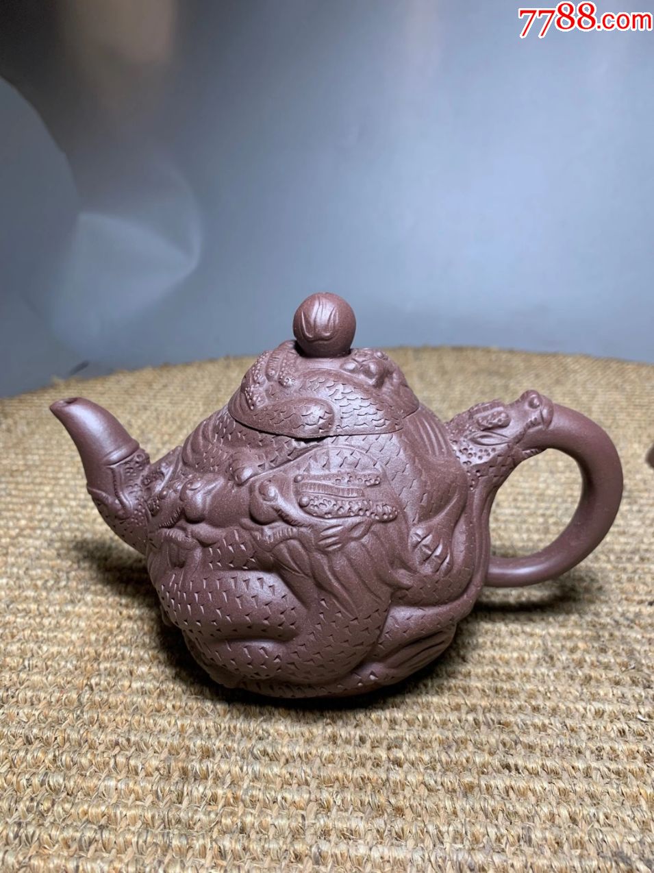 宜兴紫砂壶名家姜礼明手工制盘龙紫砂壶约300c