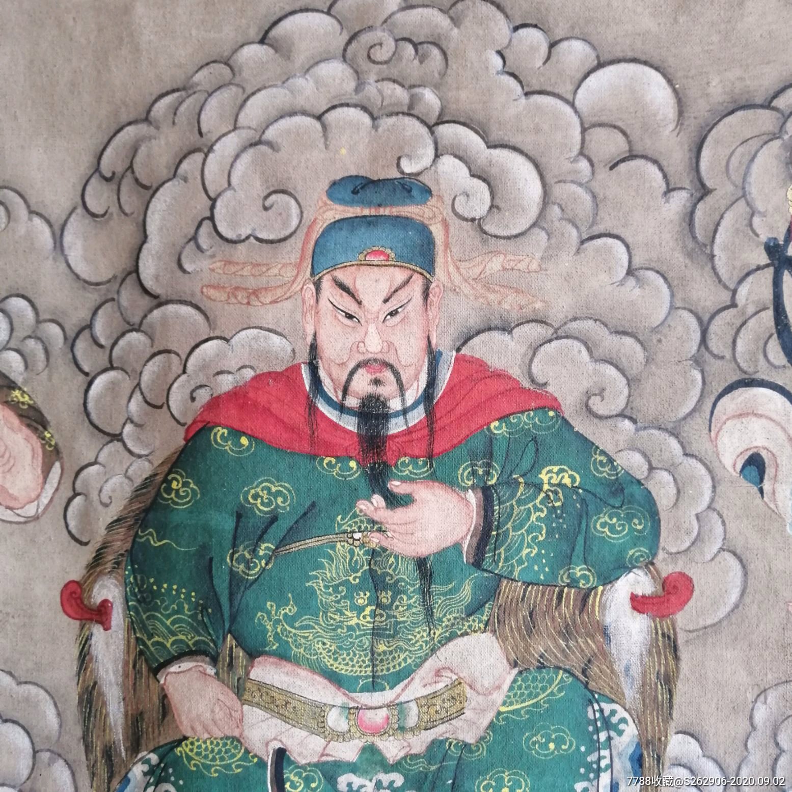 古代道教财神画像文武财神供奉神像保佑升官发财忠诚信义老画布画
