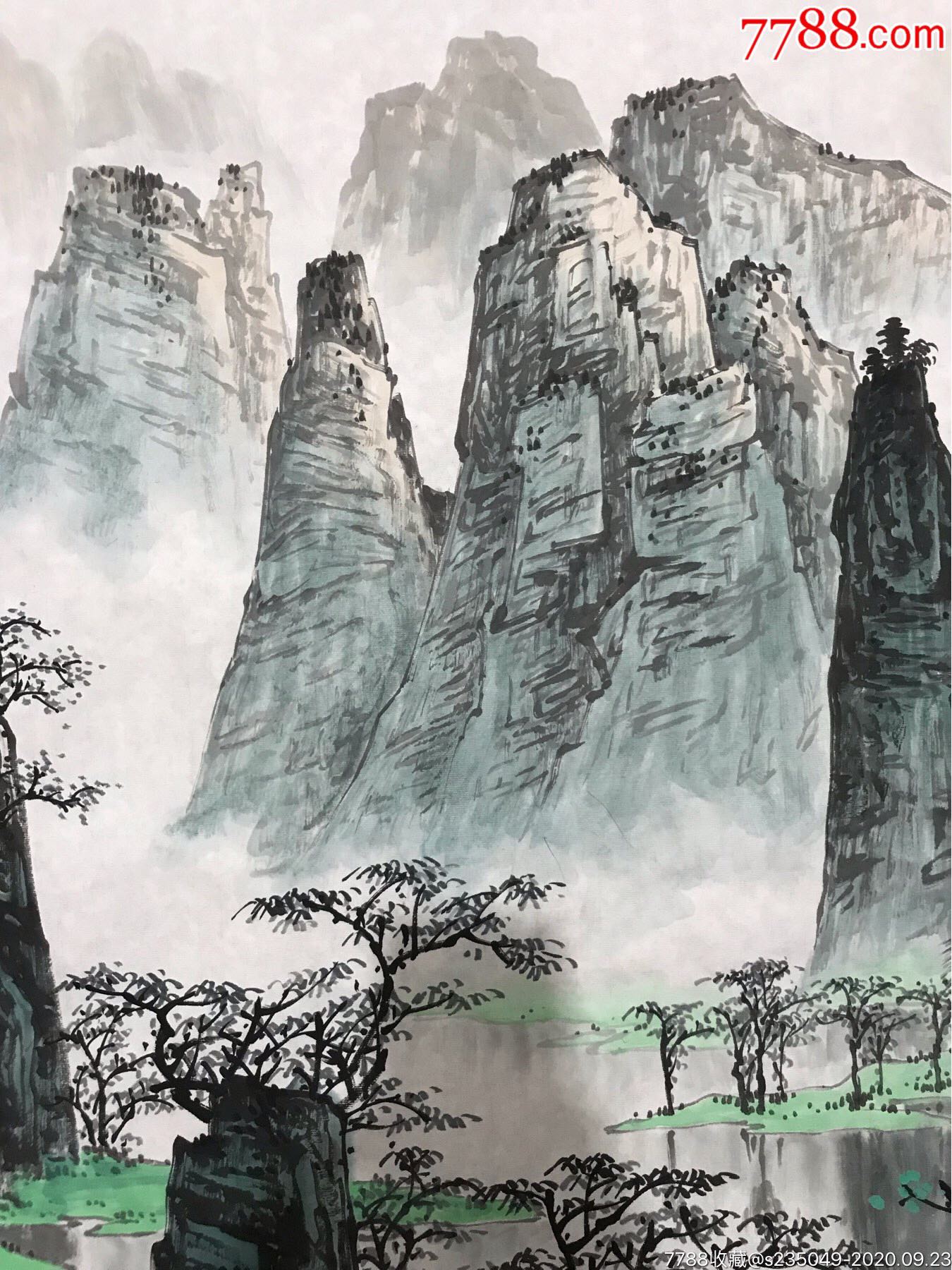 纯手绘国画山水画(千峰竞秀)