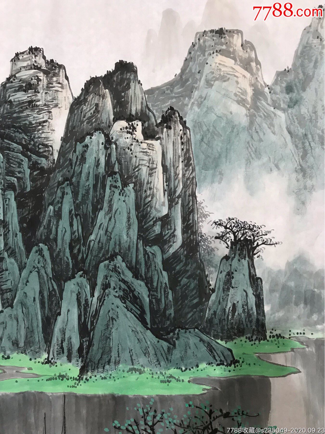 纯手绘国画山水画(千峰竞秀)