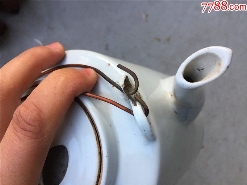 好品相民国景德镇款和靖咏梅提梁茶壶瓷壶水壶茶具摆件包老古董