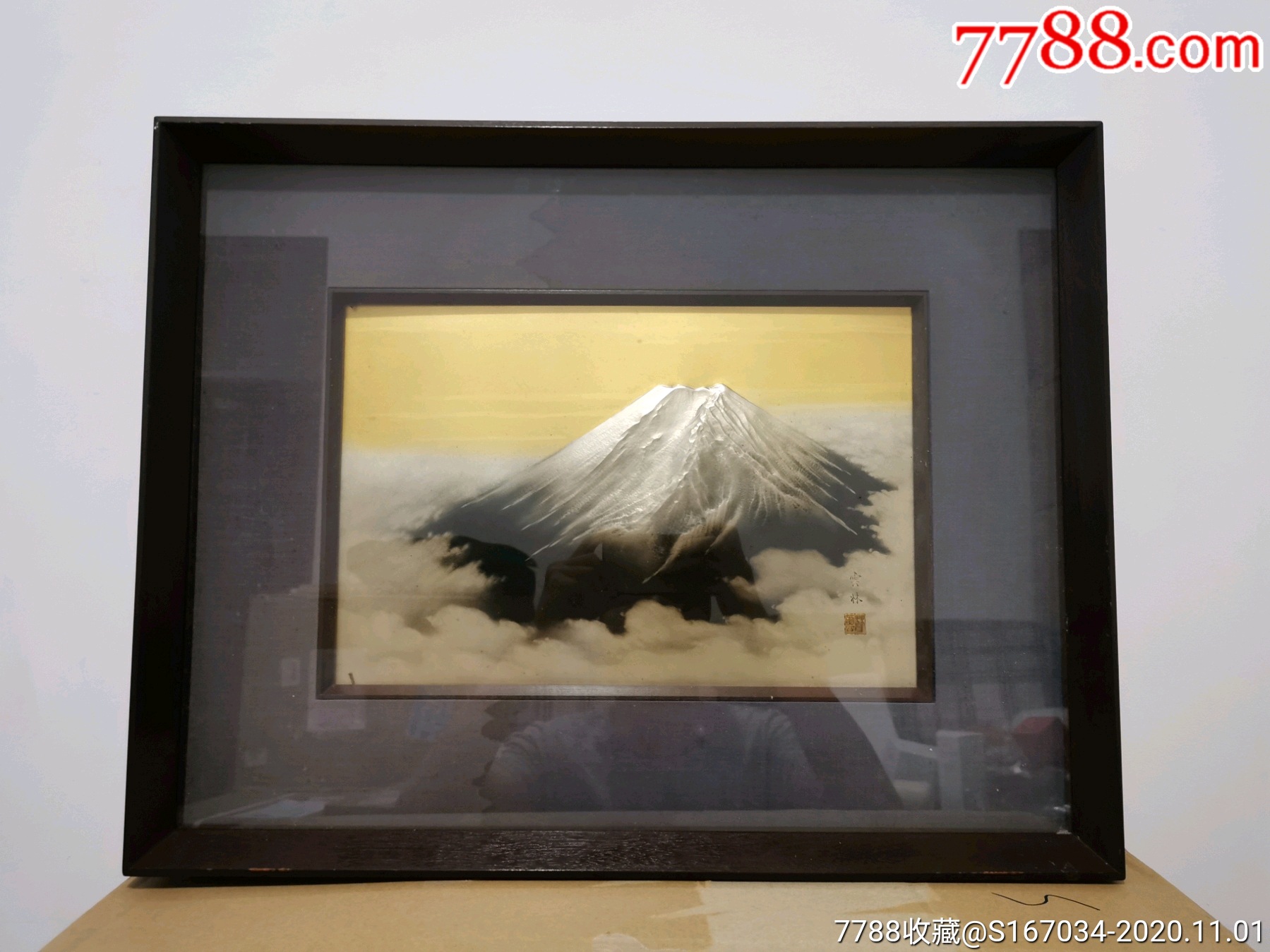 日本金工画,传统雕金工艺(富士山)日本金工画传统雕金《富士山,画幅