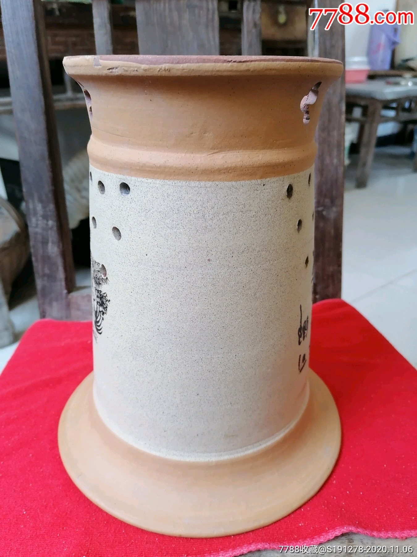清代,紫砂花盆.
