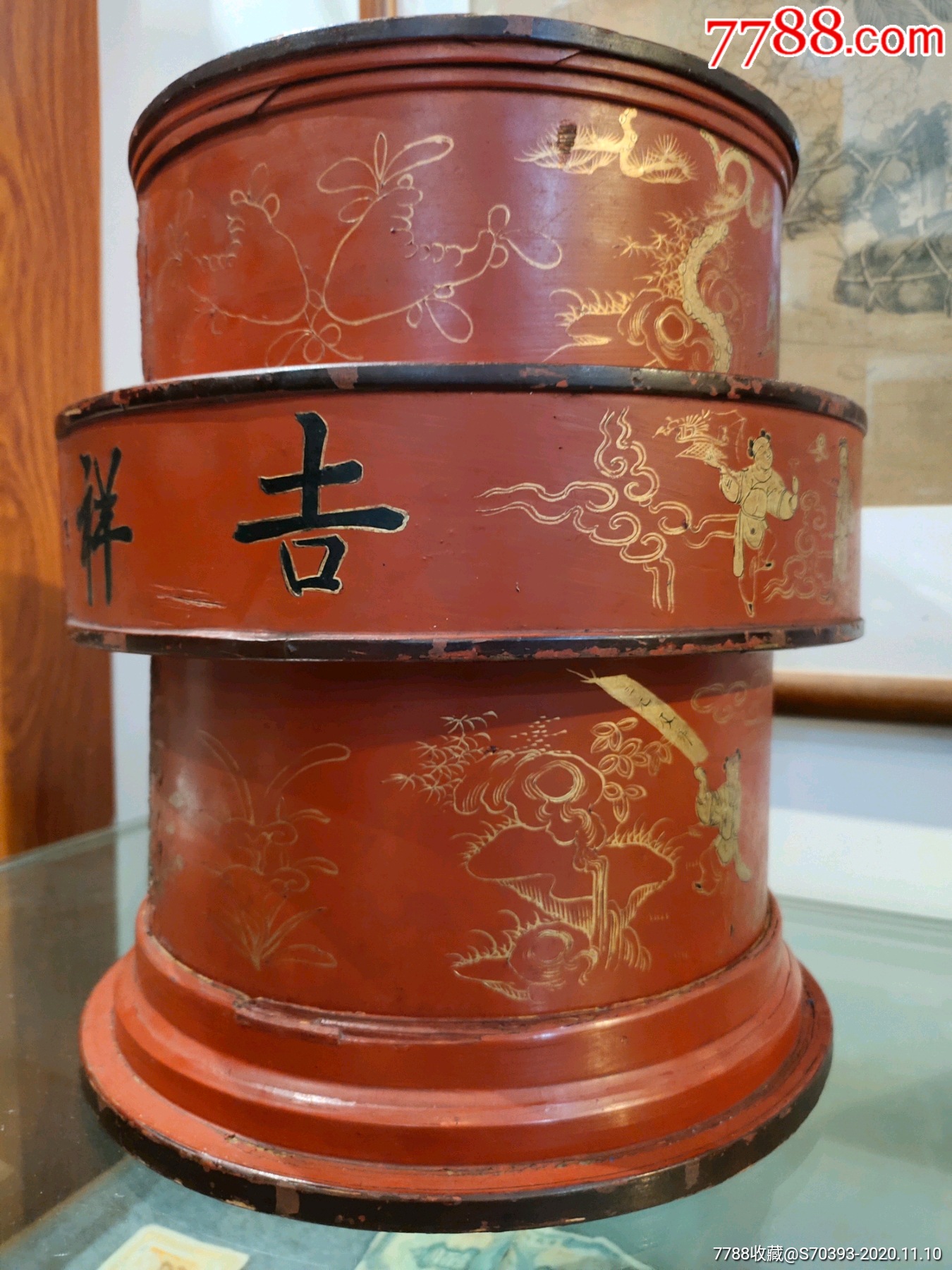 清代人物画斗,品相不错