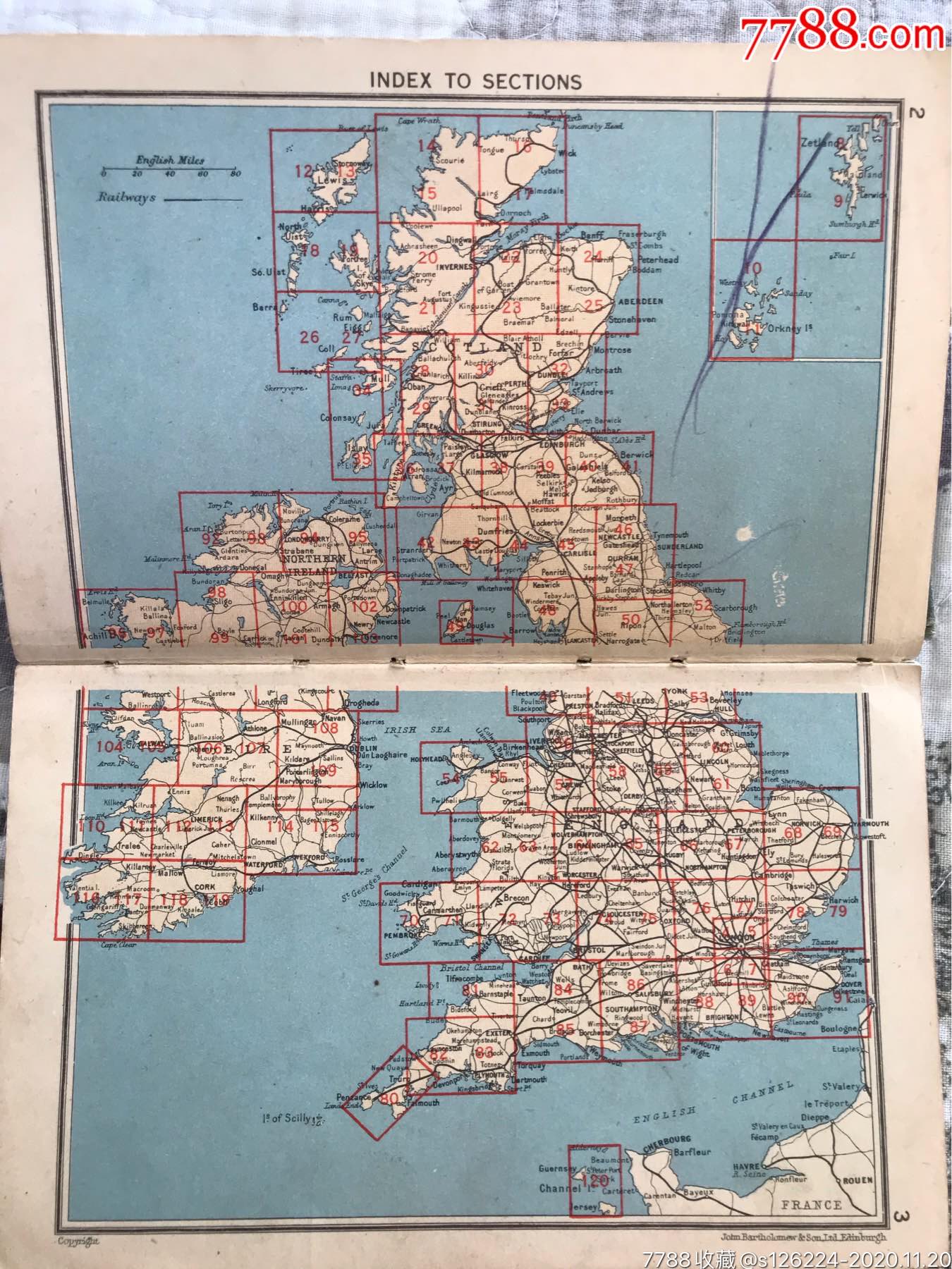 新收1944年英文原版袖珍英国地图集