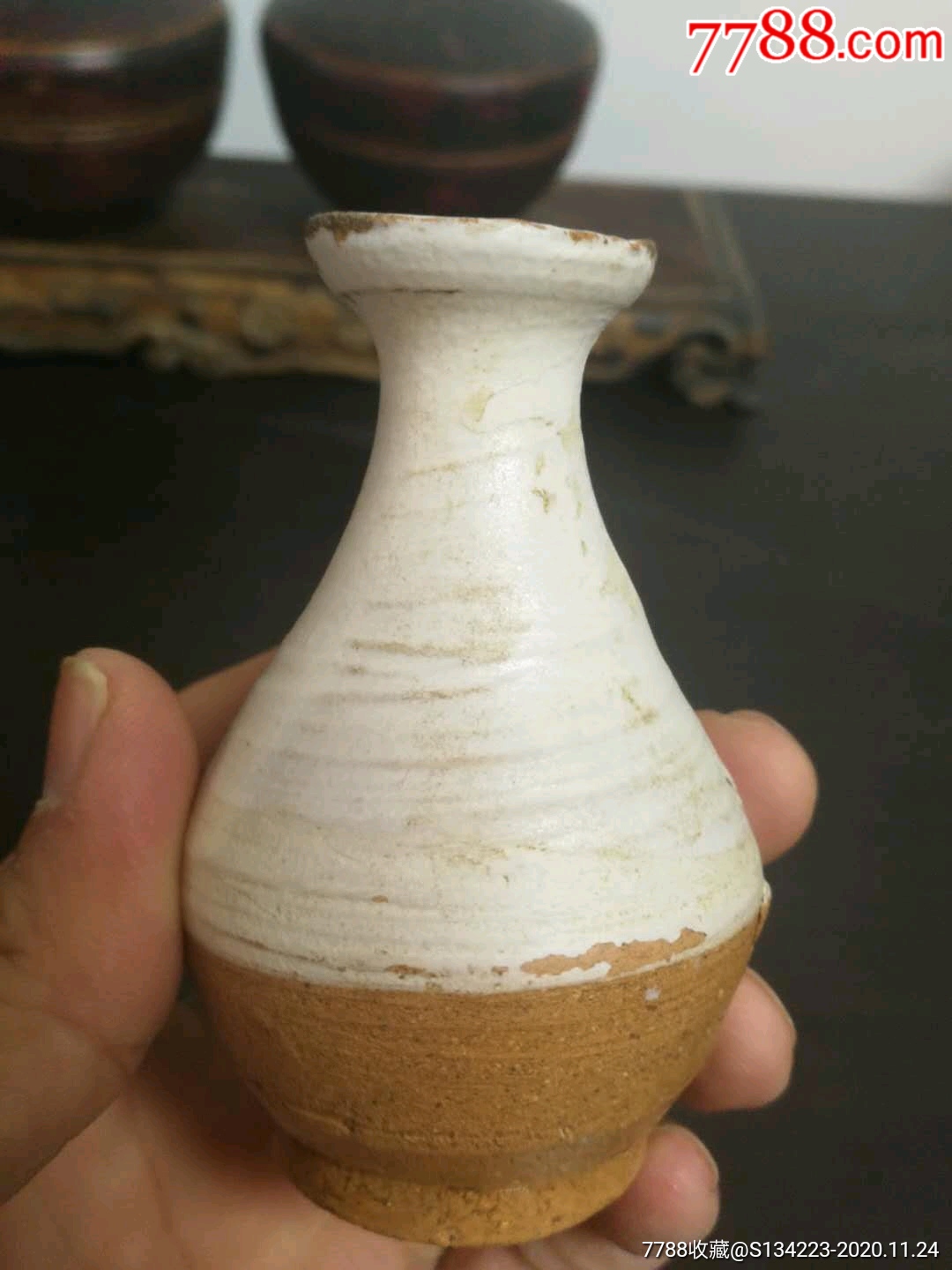 元代磁州窑白釉玉壶春瓶_单色白瓷_第4张_7788瓷器