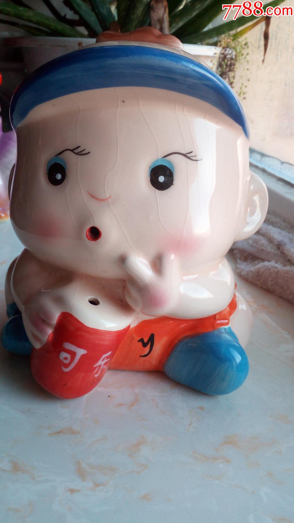 早期可乐娃娃储蓄罐,存钱罐-非常漂亮的冰裂纹开片
