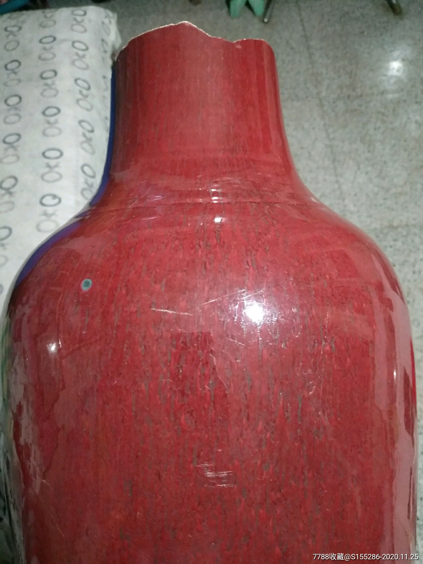 清乾隆钧红釉300件大瓶,釉水发色一流,窑变漂亮,高46.5厘米