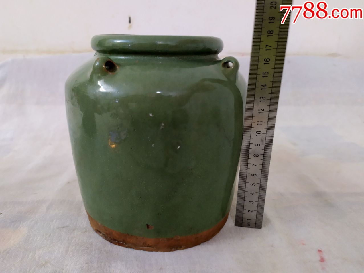 6422民国绿釉四系罐