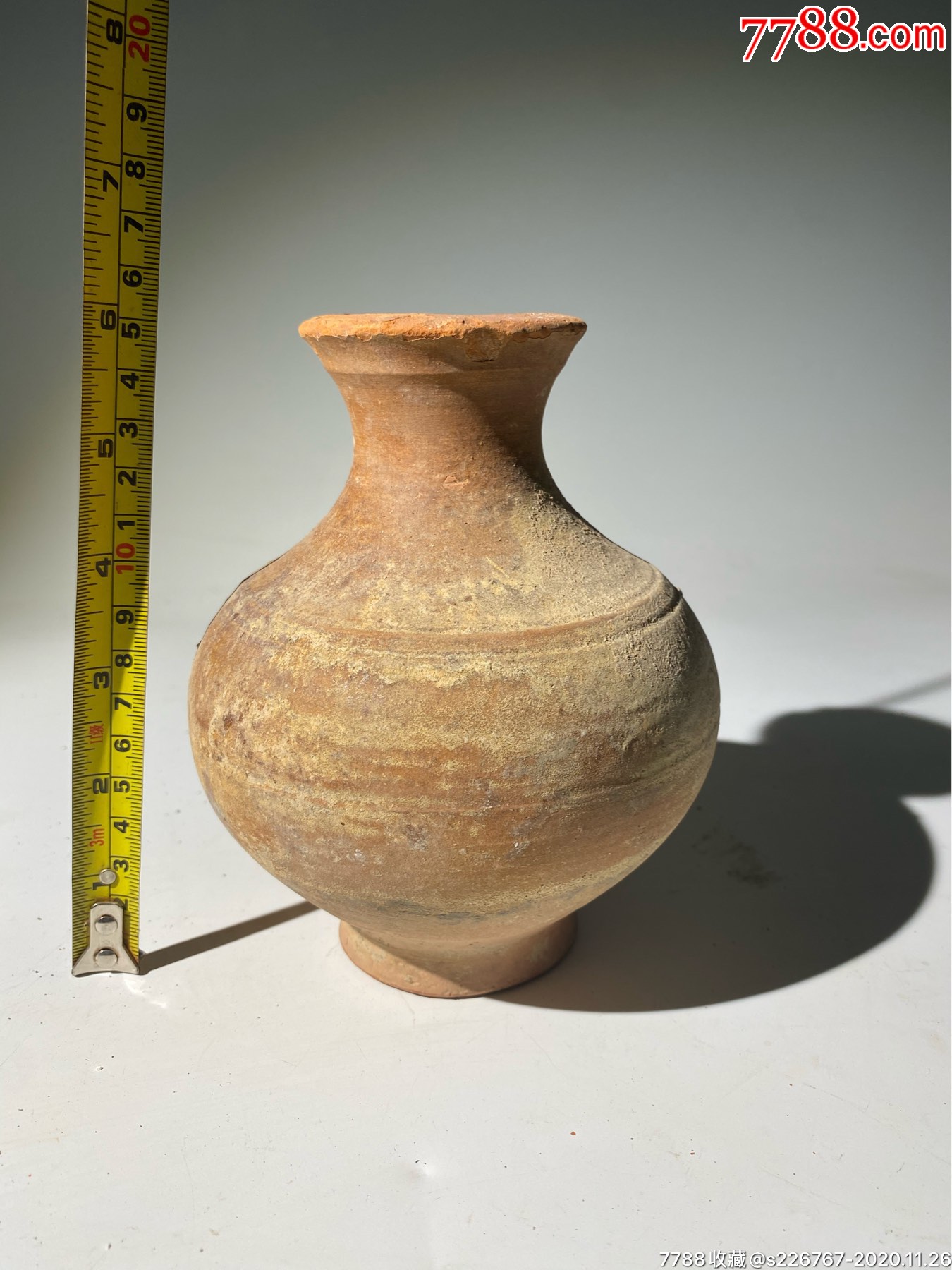古玩陶器汉代绿釉陶瓶