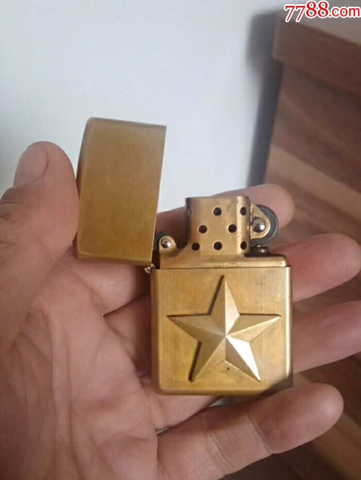 纯铜手工防风煤油打火机全铜黄铜五角星贴章老式汽油燃油打火机