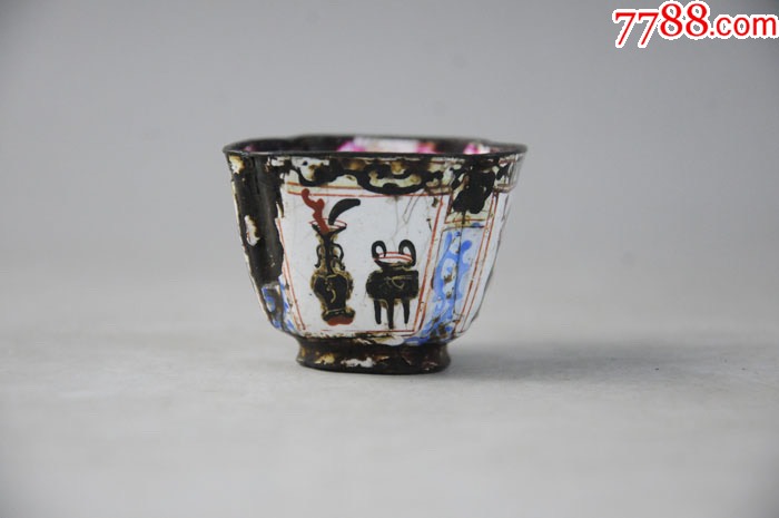 清三代乾隆铜胎画珐琅杯酒杯茶杯铜器古董传世古玩陈设摆件收藏品