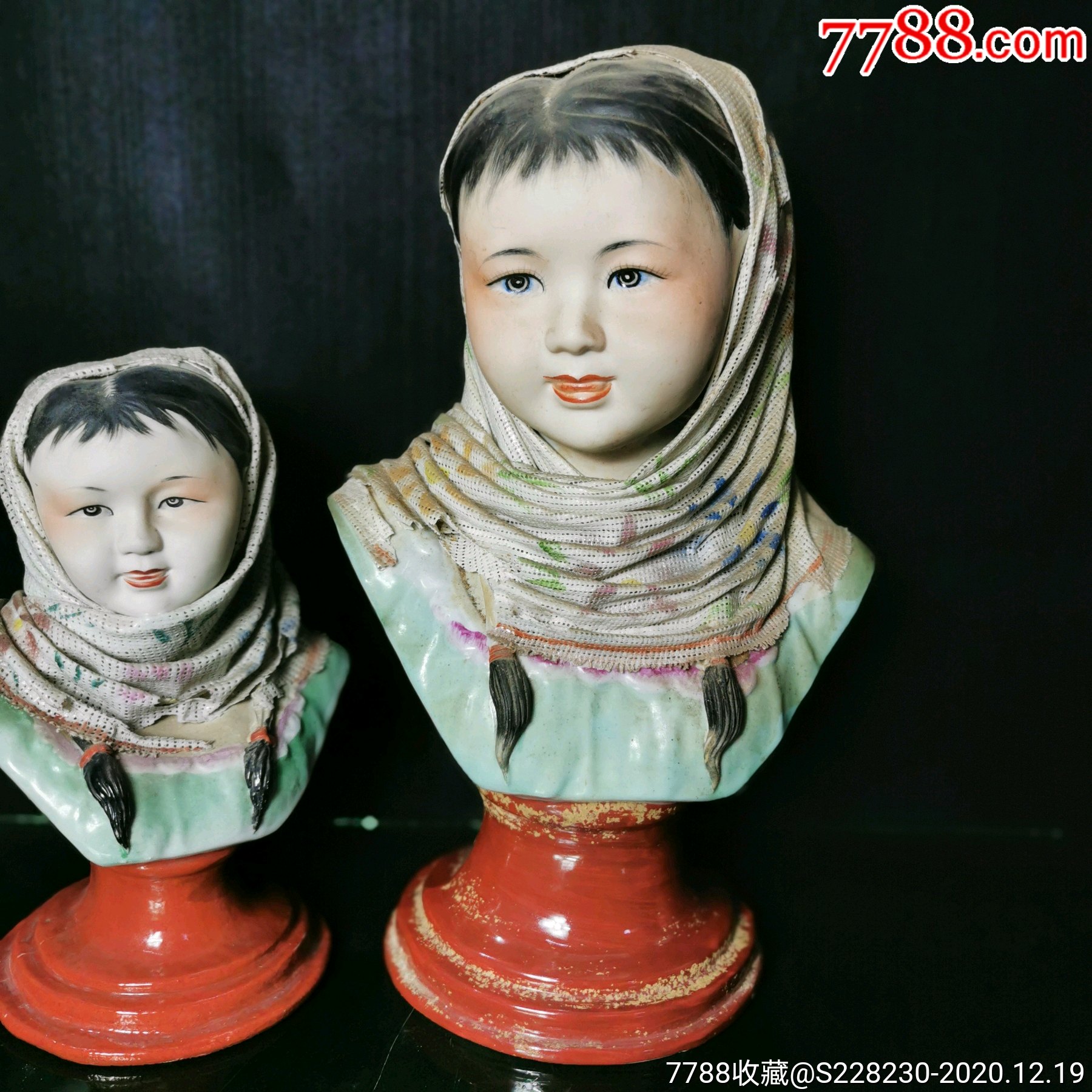曾山东披纱少女摆件雕塑瓷厂70年代