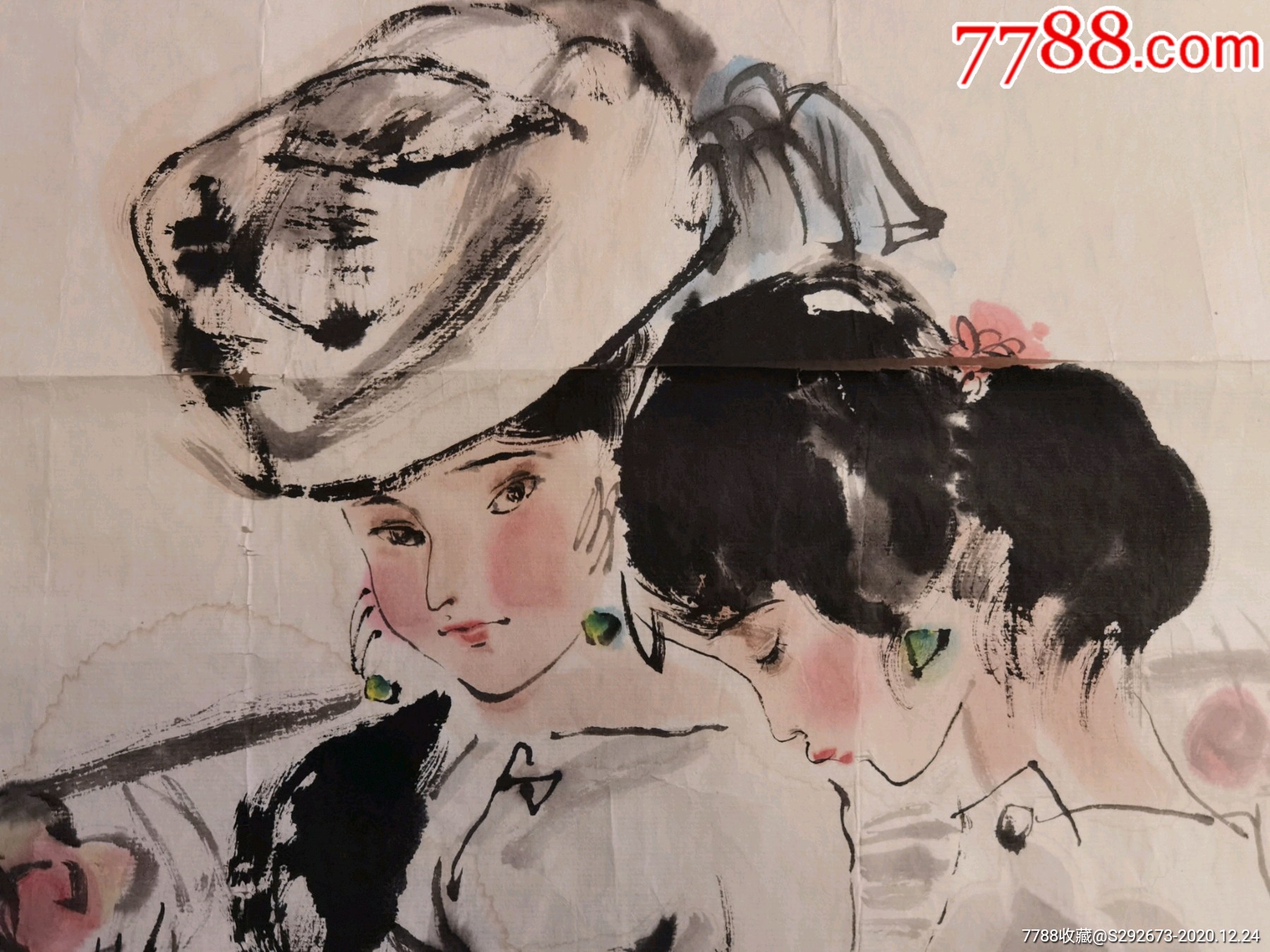 著名人物画大家周思聪少女图