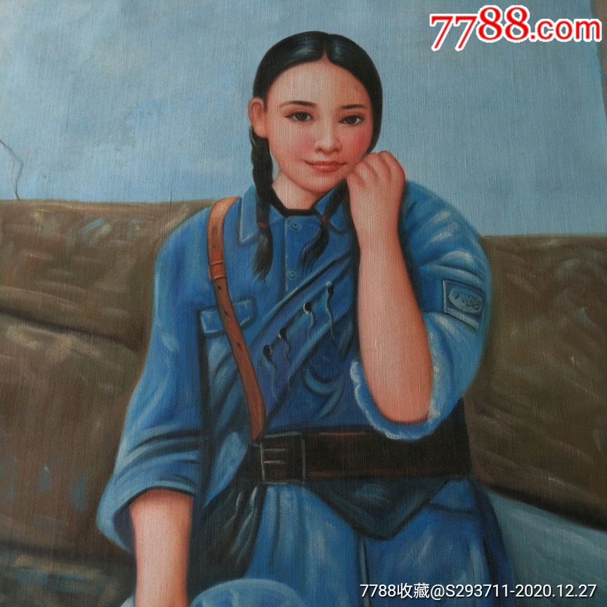 抗战时期女兵肖像油画画工一流回忆历史时代特色明显红藏必备喜欢的