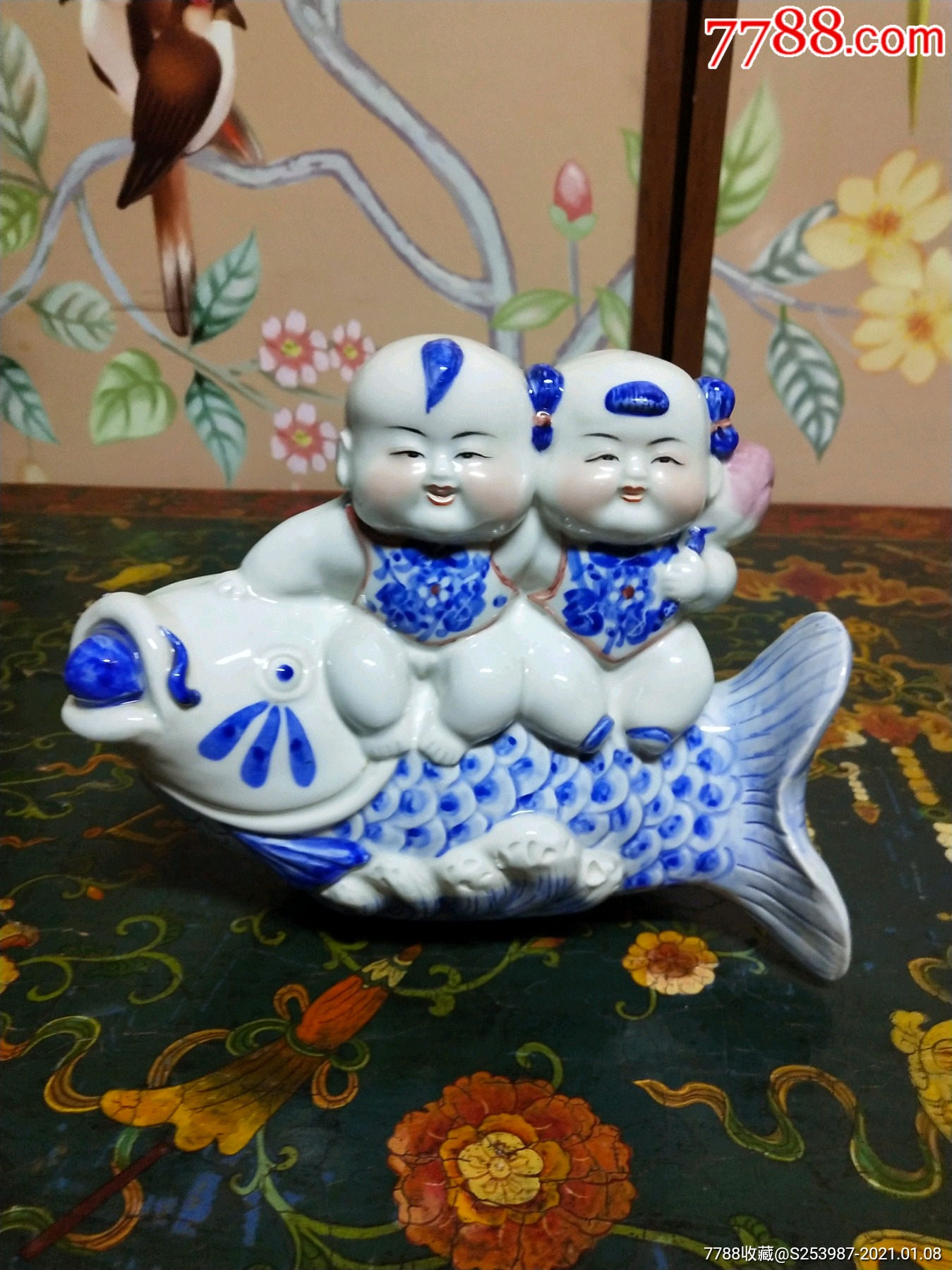 景德镇陶瓷手胚年画娃娃鲤鱼