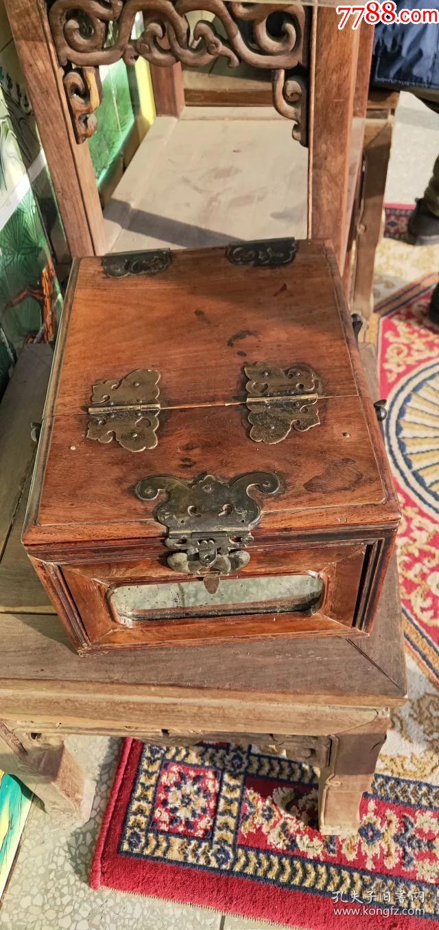 清代老海南黄花梨(梳妆盒)六面镜子,罕见,尺寸30-22-15公分