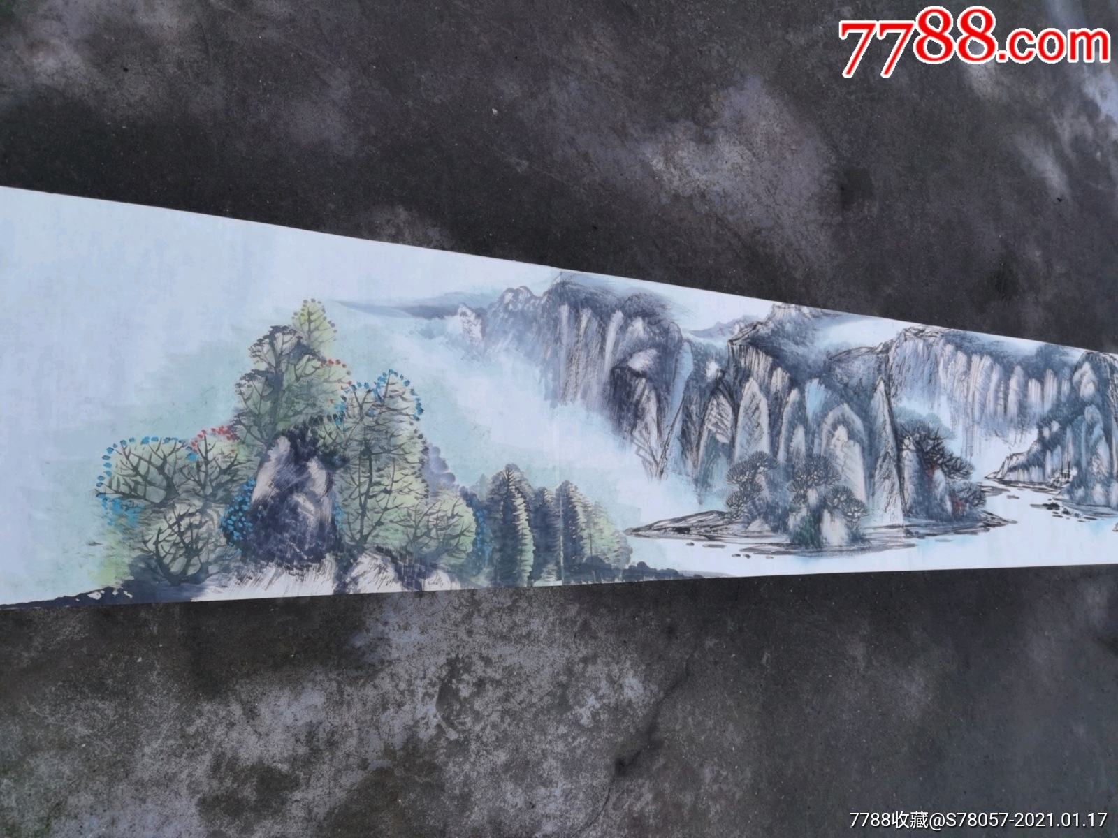 巨幅长卷.山水画原作.尺寸1000-45厘米