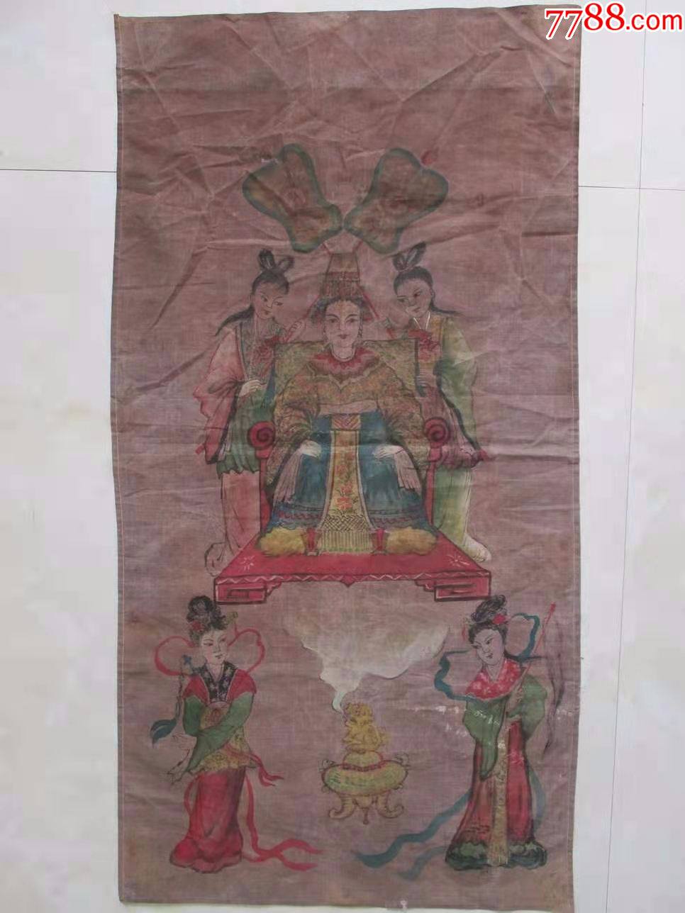 保证纯手工绘画,精品老布画,人物画妈祖还是陈靖姑神像菩萨画像