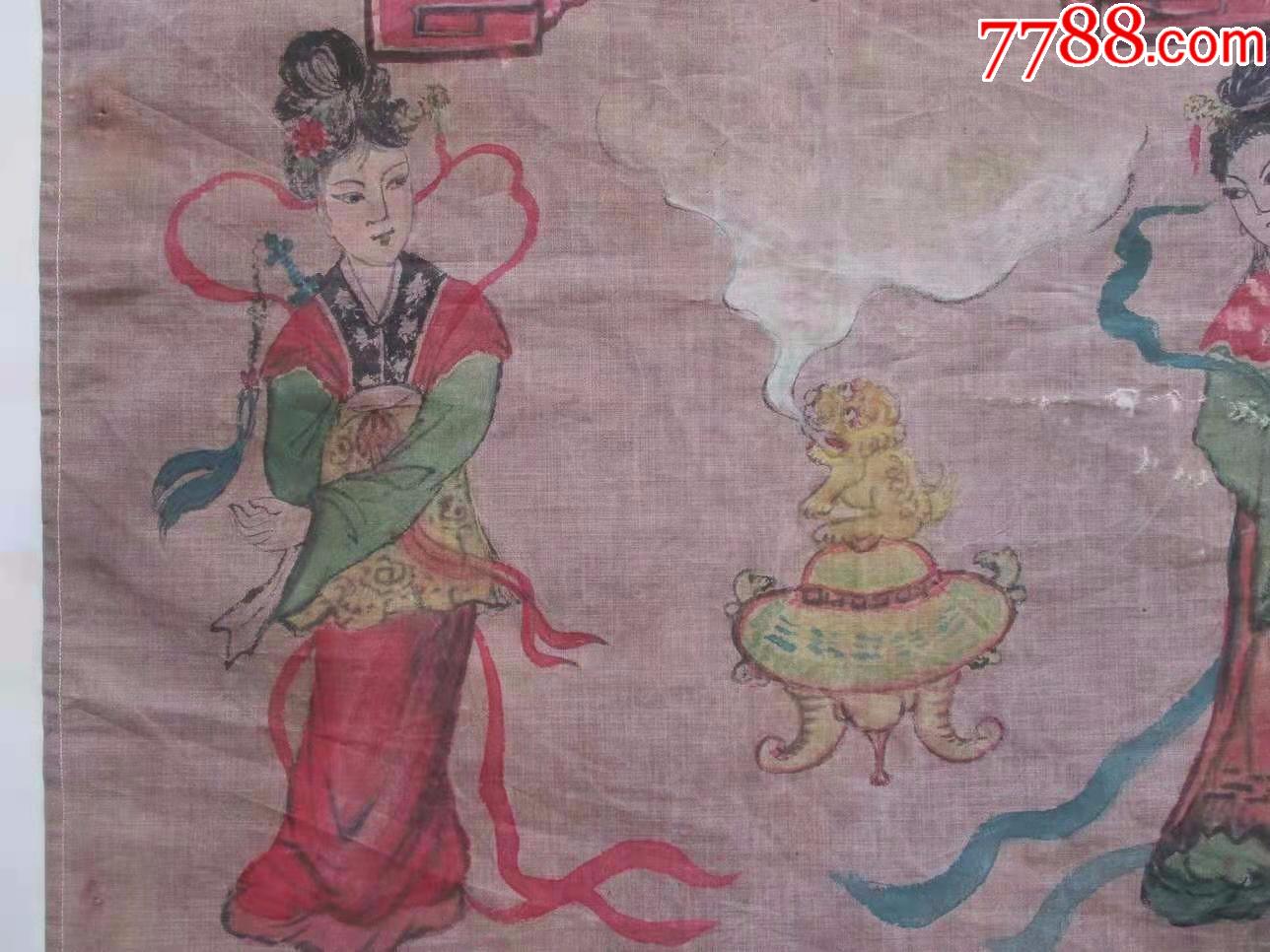 保证纯手工绘画,精品老布画,人物画妈祖还是陈靖姑神像菩萨画像_人物