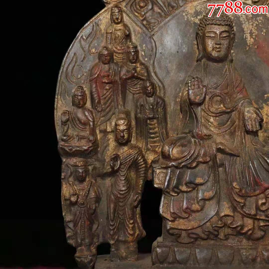 泥金开光撒朱砂万佛朝宗铜佛牌摆件_铜像/铜佛像【雅玩会所】_第2张