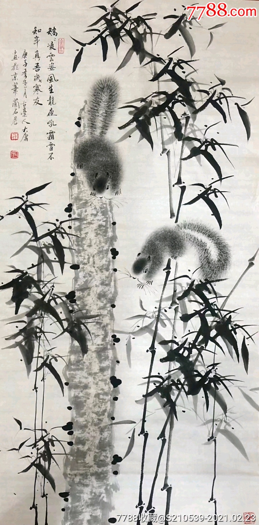 薛大庸画老师三尺松鼠_人物国画原作_第4张_7788字画网