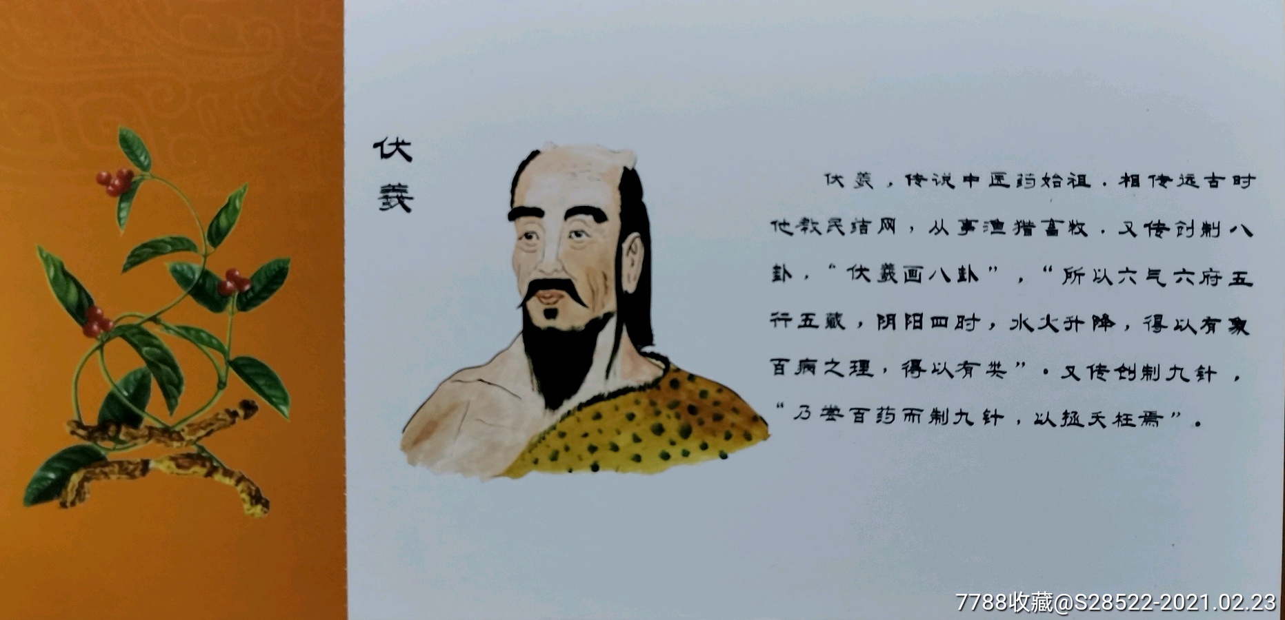 人文始祖-中医药鼻祖--伏羲--中医药专题明信片