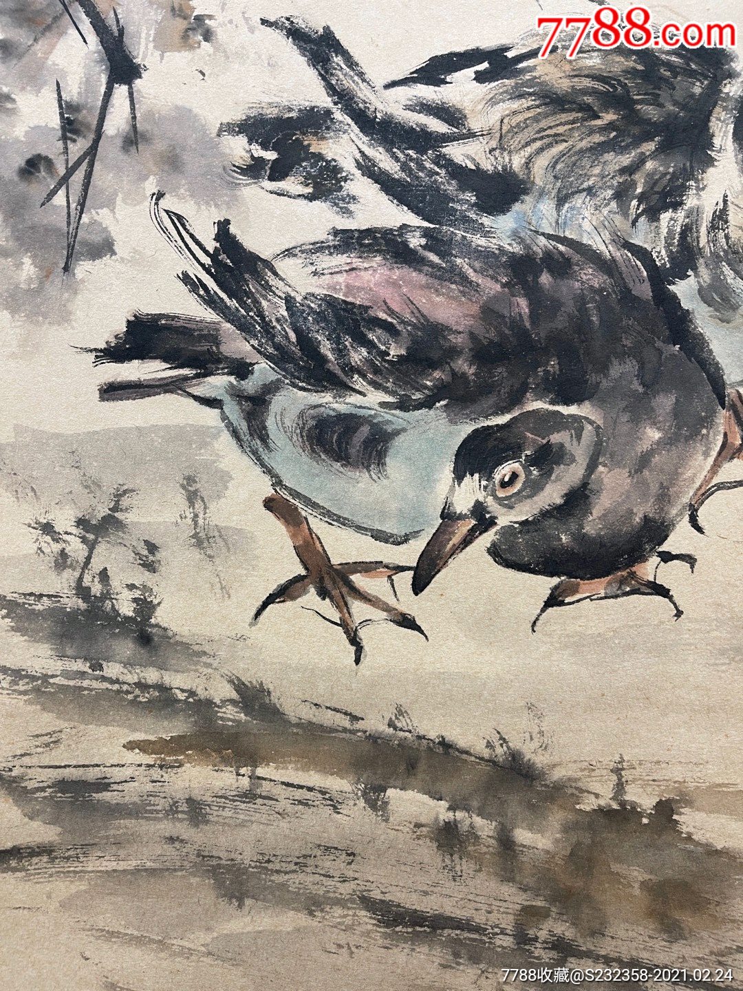 高奇峰双鸭图纸本立轴画芯尺寸:8*49cm