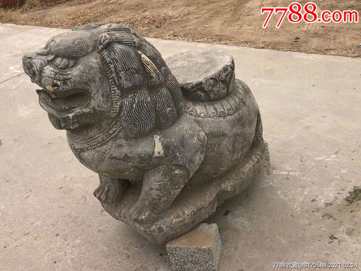 清早时期,青石子母石兽一只,尺寸如图,保浆厚重,收藏摆放佳选