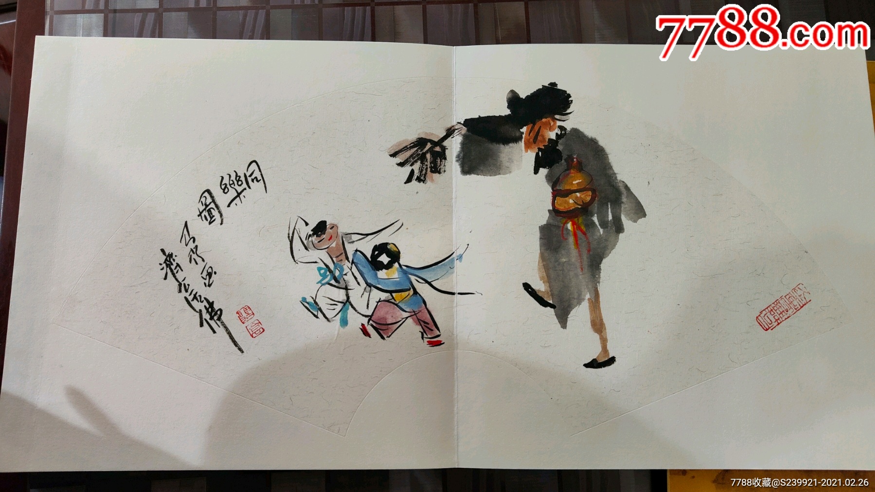 高马得戏曲人物风俗画册页_人物国画原作_图片价格